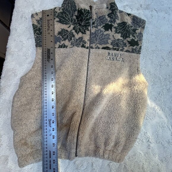 Vintage Quality Goods Canada Women Small Gray Sherpa Fleece Vest Pocket Full-Zip - Picture 6 of 9